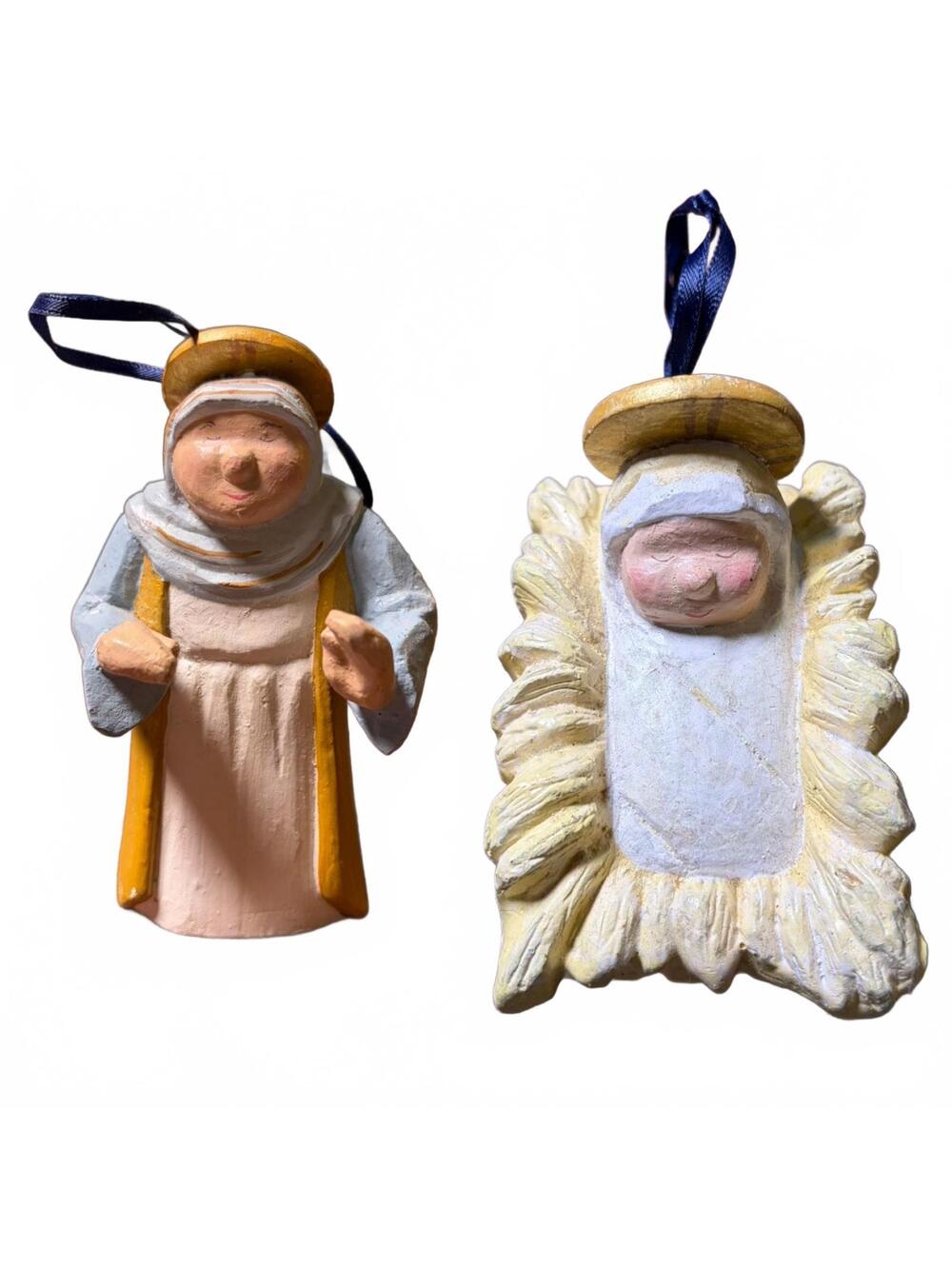 House of Hatten 1995 Nativity Ornaments Angel & Baby Jesus Manger Set Vintage